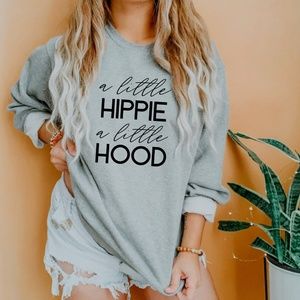 Funny Hippie Womens Crewneck Sweatshirt Grey